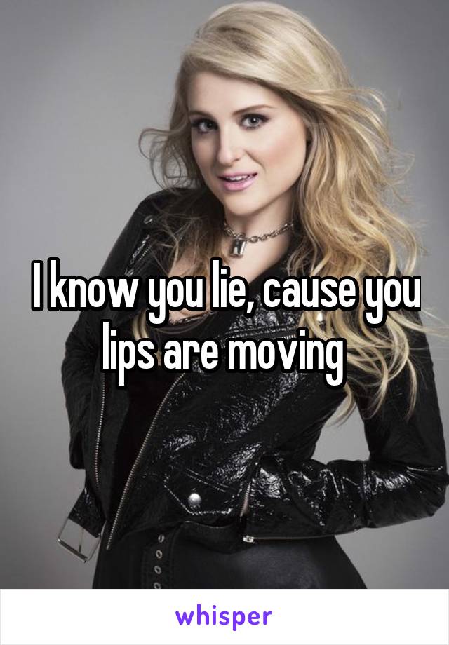 I know you lie, cause you lips are moving 