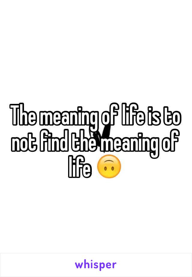 The meaning of life is to not find the meaning of life 🙃