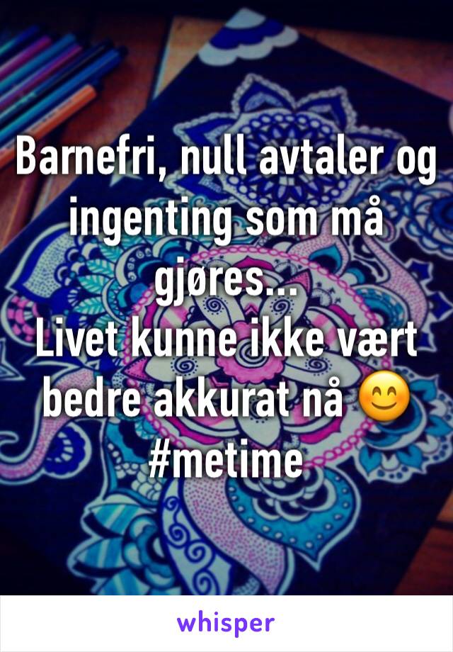 Barnefri, null avtaler og ingenting som må gjøres... 
Livet kunne ikke vært bedre akkurat nå 😊
#metime
