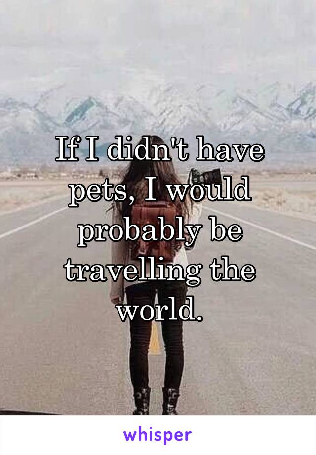 If I didn't have pets, I would probably be travelling the world.