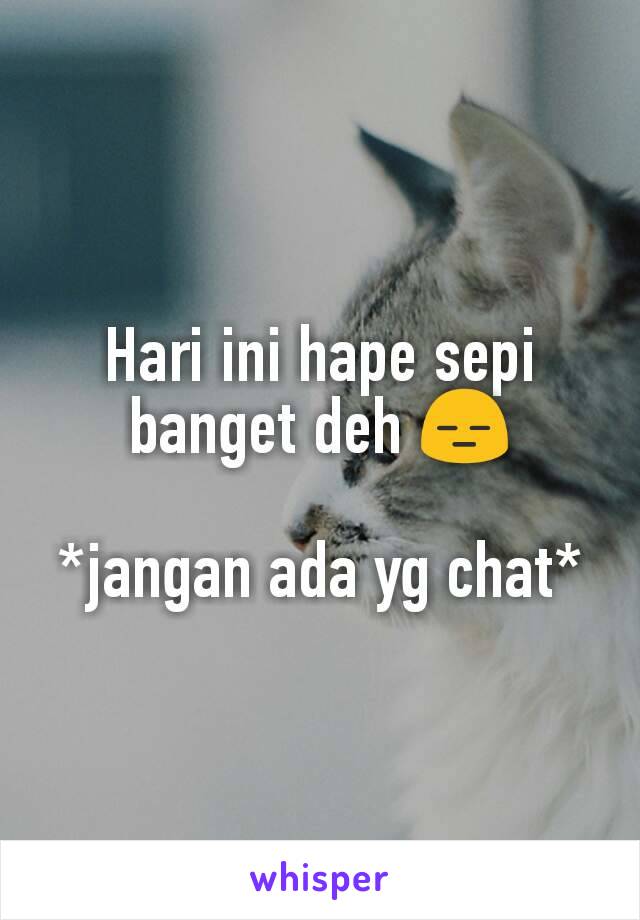 Hari ini hape sepi banget deh 😑

*jangan ada yg chat*