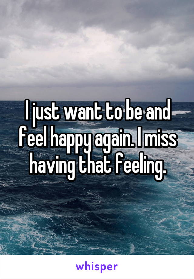 I just want to be and feel happy again. I miss having that feeling.