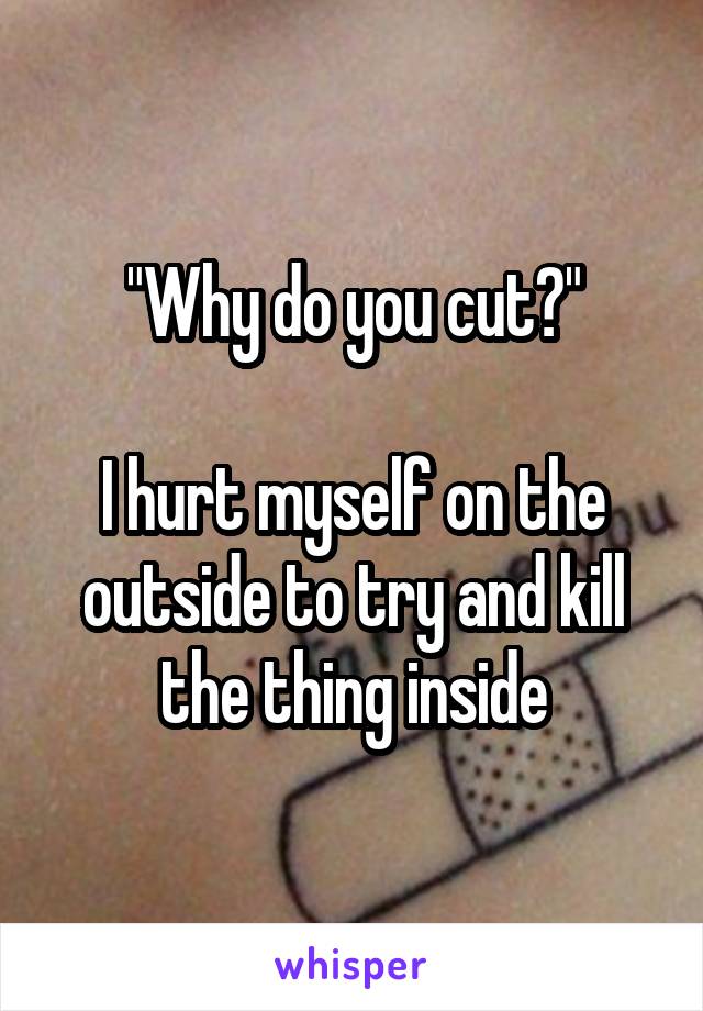 "Why do you cut?"

I hurt myself on the outside to try and kill the thing inside