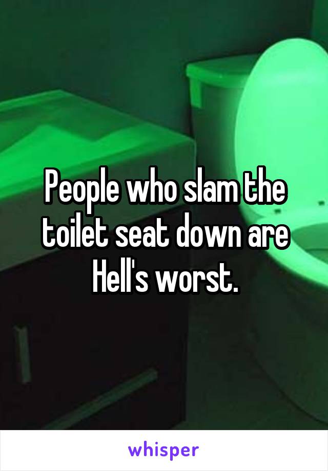 People who slam the toilet seat down are Hell's worst.