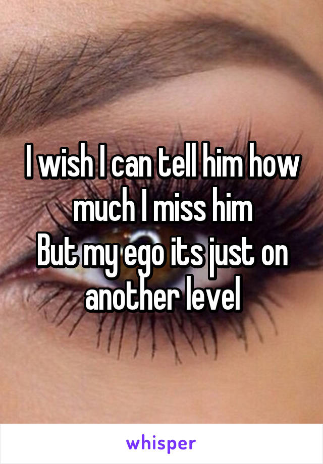 I wish I can tell him how much I miss him
But my ego its just on another level