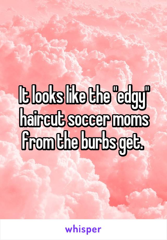 It looks like the "edgy" haircut soccer moms from the burbs get. 