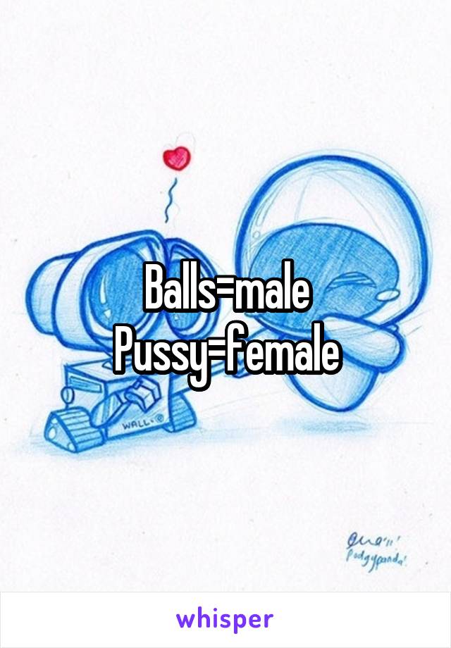 Balls=male
Pussy=female