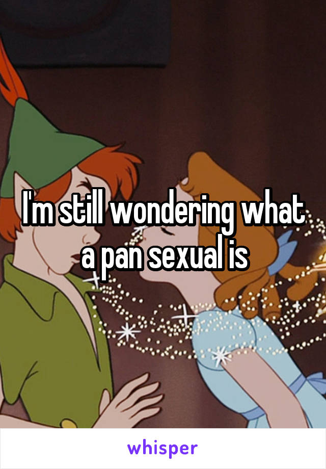 I'm still wondering what a pan sexual is