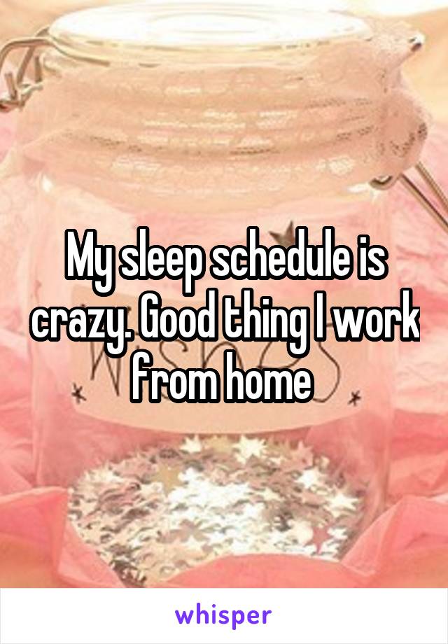 My sleep schedule is crazy. Good thing I work from home 