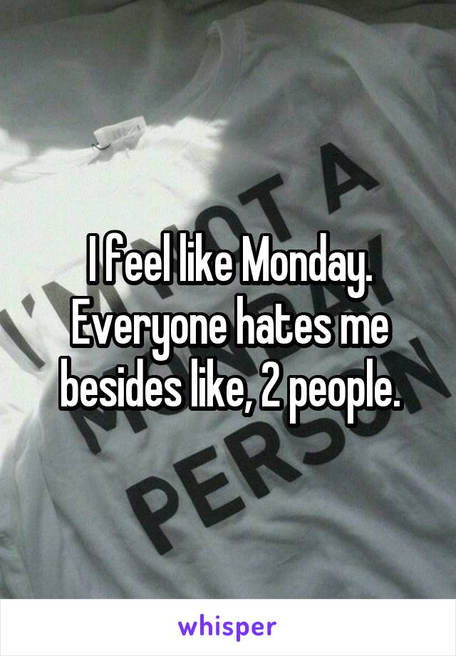 I feel like Monday. Everyone hates me besides like, 2 people.