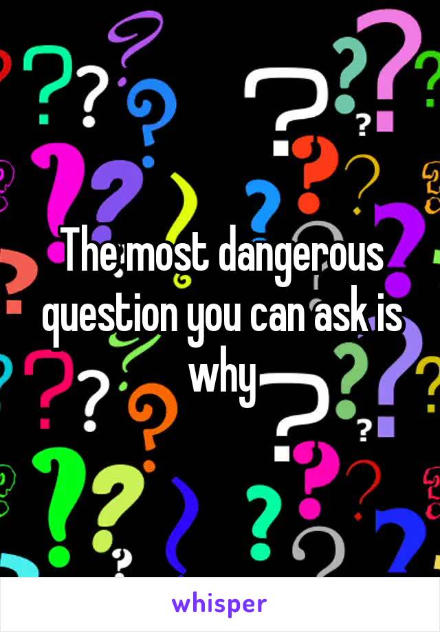 The most dangerous question you can ask is why