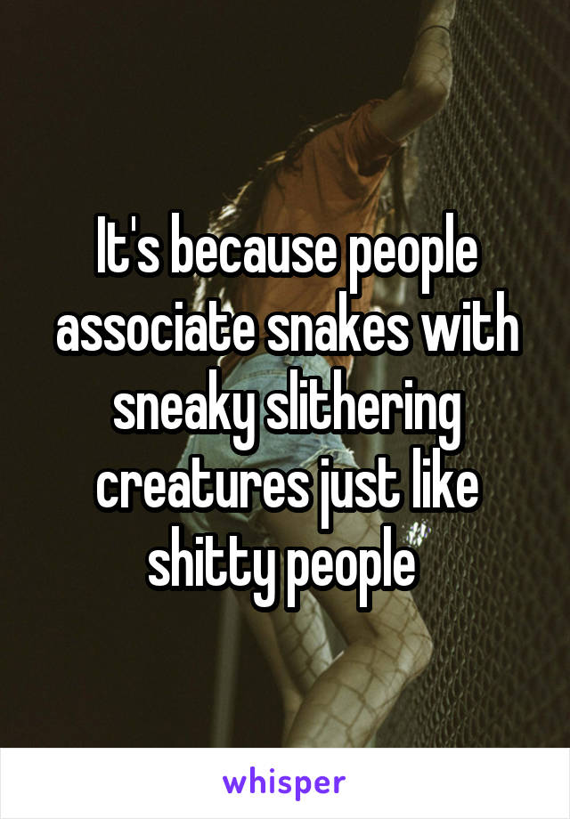 It's because people associate snakes with sneaky slithering creatures just like shitty people 