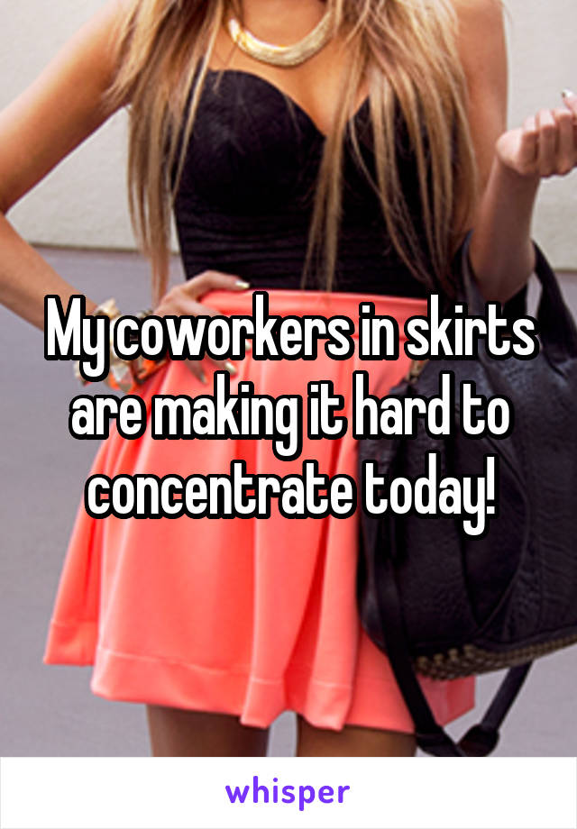 My coworkers in skirts are making it hard to concentrate today!