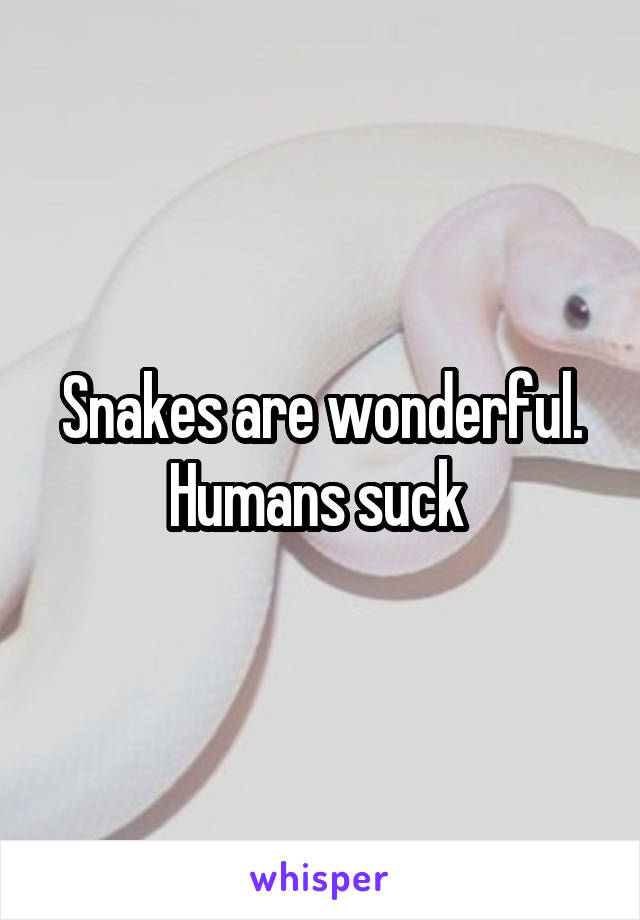 Snakes are wonderful. Humans suck 