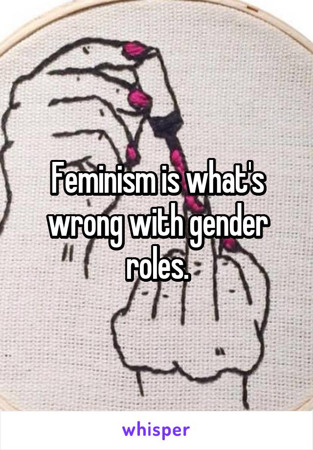 Feminism is what's wrong with gender roles.