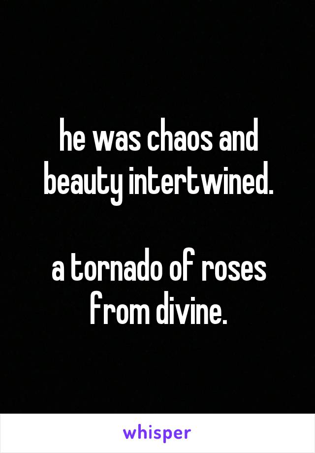 he was chaos and beauty intertwined.

a tornado of roses from divine.