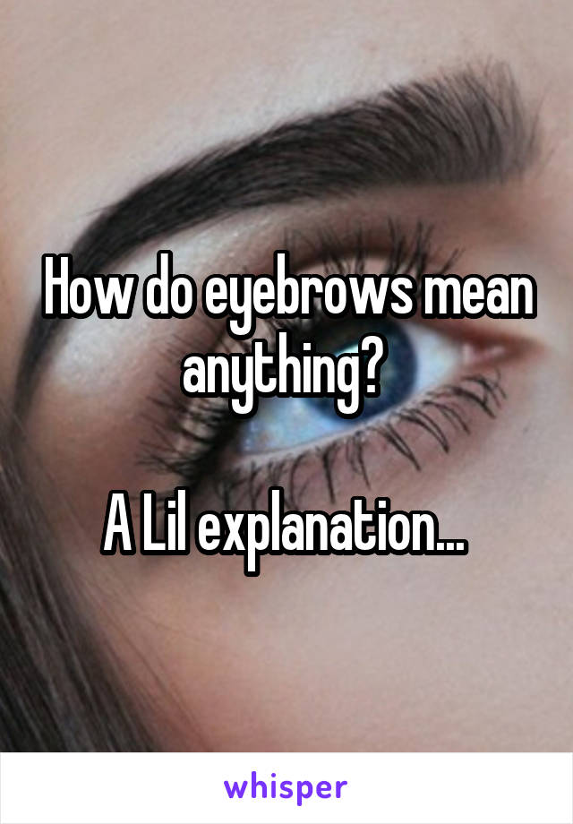 How do eyebrows mean anything? 

A Lil explanation... 