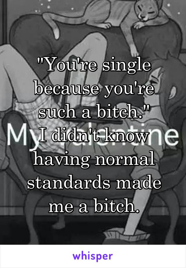 "You're single because you're such a bitch."
I didn't know having normal standards made me a bitch.