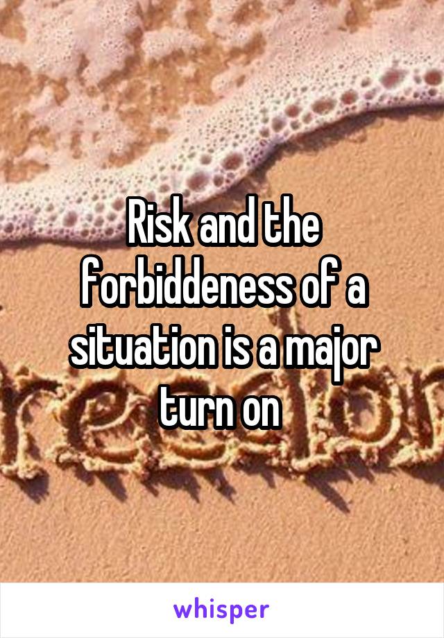 Risk and the forbiddeness of a situation is a major turn on 