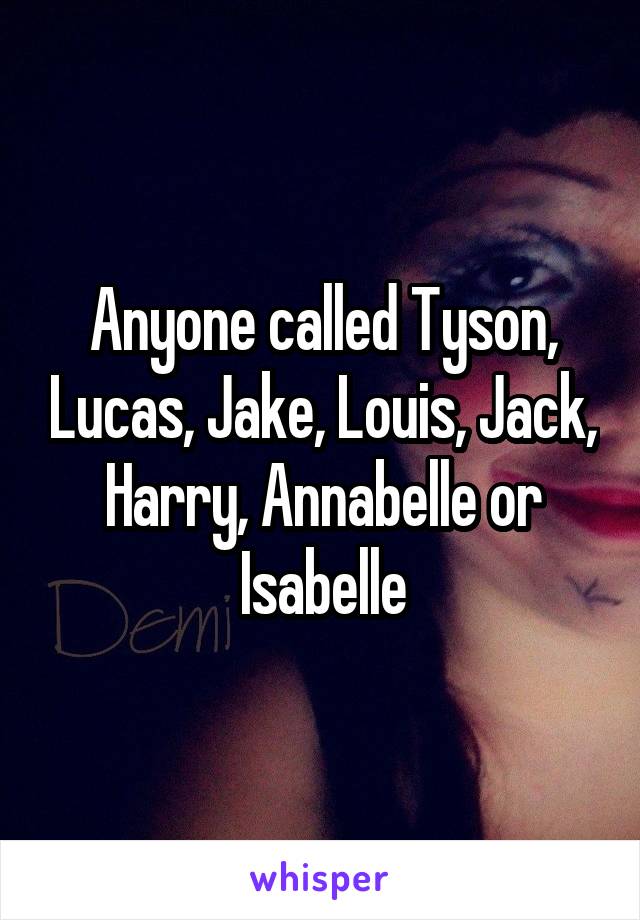 Anyone called Tyson, Lucas, Jake, Louis, Jack, Harry, Annabelle or Isabelle