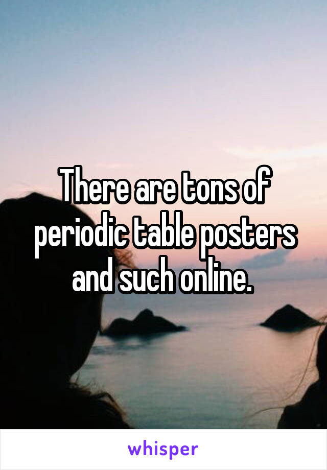 There are tons of periodic table posters and such online. 