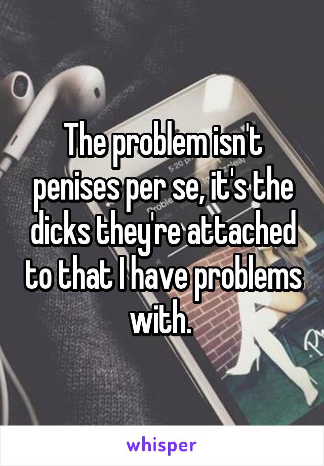 The problem isn't penises per se, it's the dicks they're attached to that I have problems with. 