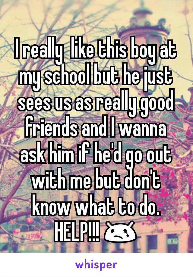 I really  like this boy at my school but he just sees us as really good friends and I wanna ask him if he'd go out with me but don't know what to do. HELP!!! 😢