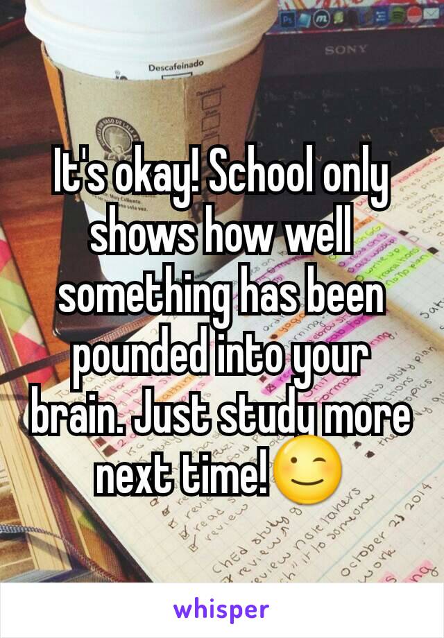 It's okay! School only shows how well something has been pounded into your brain. Just study more next time!😉