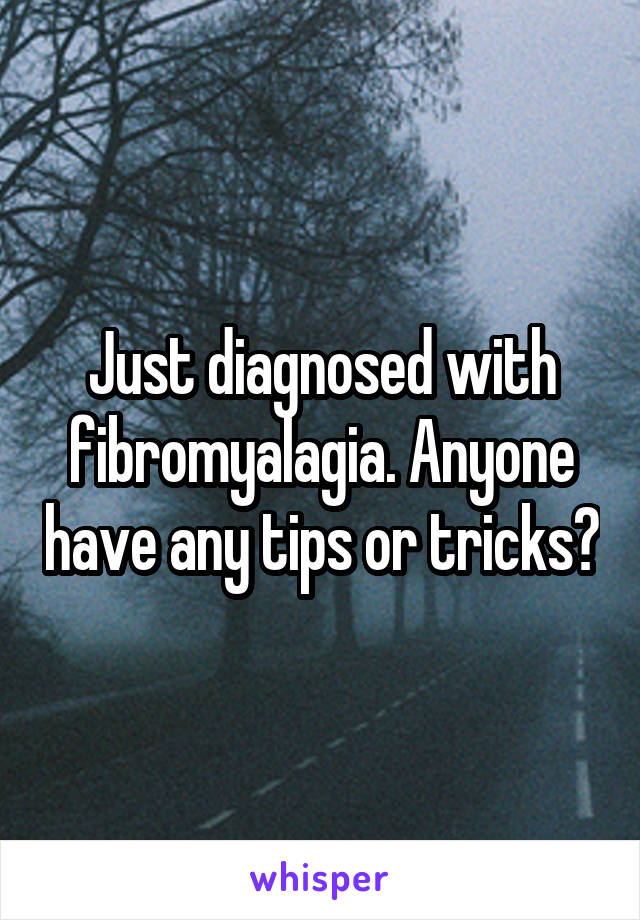 Just diagnosed with fibromyalagia. Anyone have any tips or tricks?