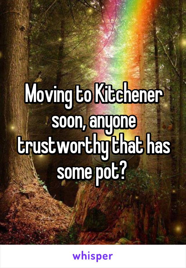 Moving to Kitchener soon, anyone trustworthy that has some pot? 