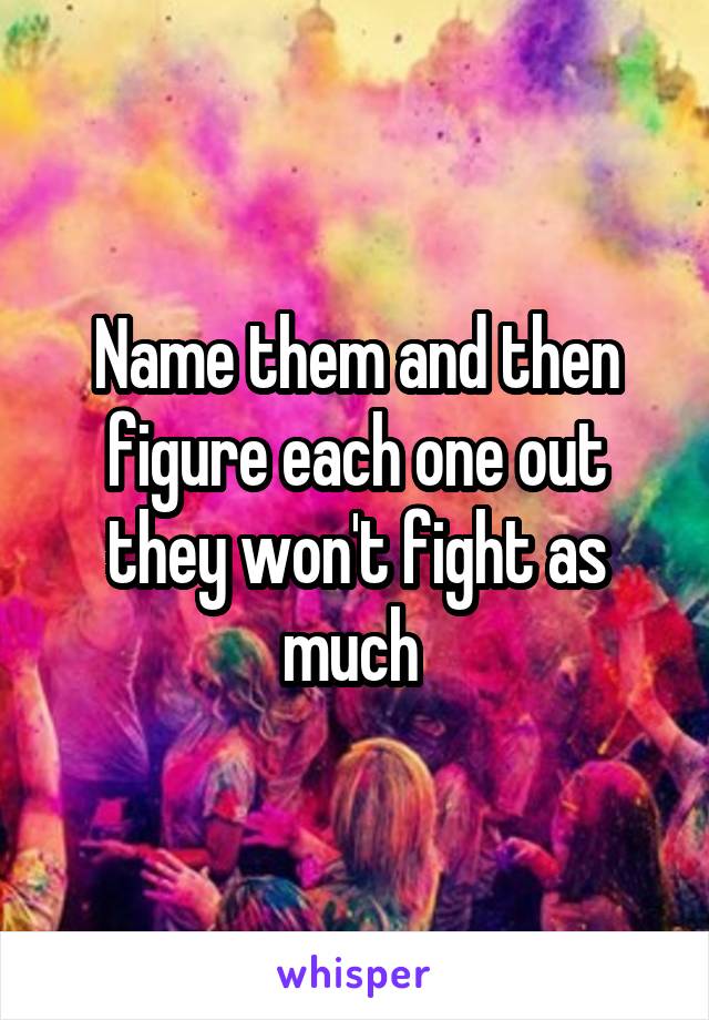 Name them and then figure each one out they won't fight as much 