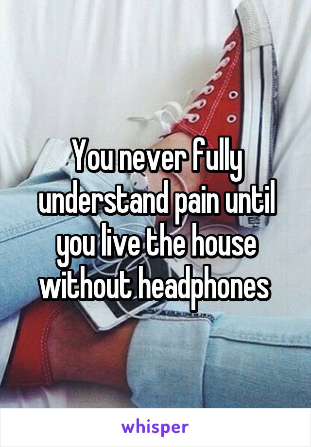 You never fully understand pain until you live the house without headphones 
