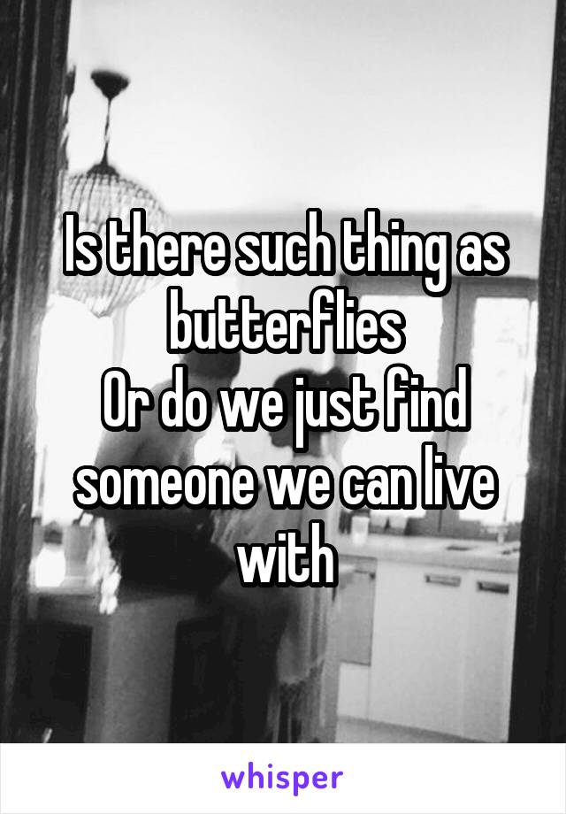 Is there such thing as butterflies
Or do we just find someone we can live with