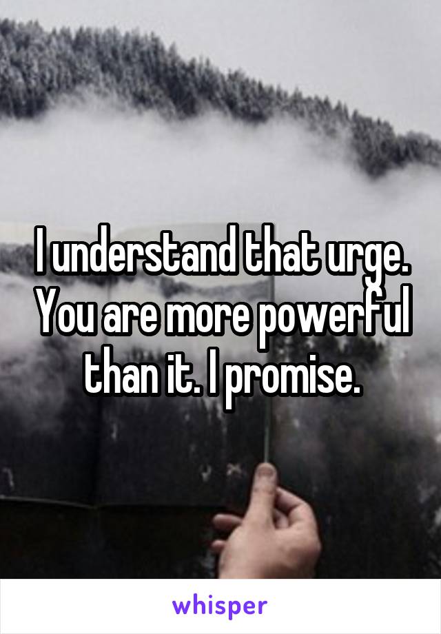 I understand that urge. You are more powerful than it. I promise.