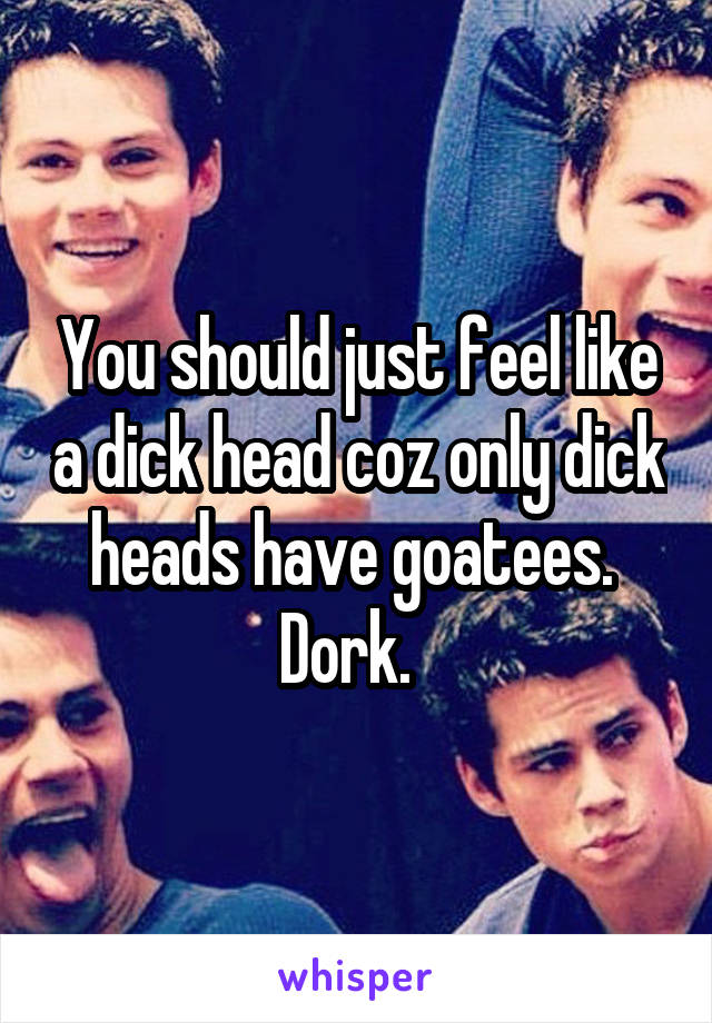 You should just feel like a dick head coz only dick heads have goatees.  Dork.  