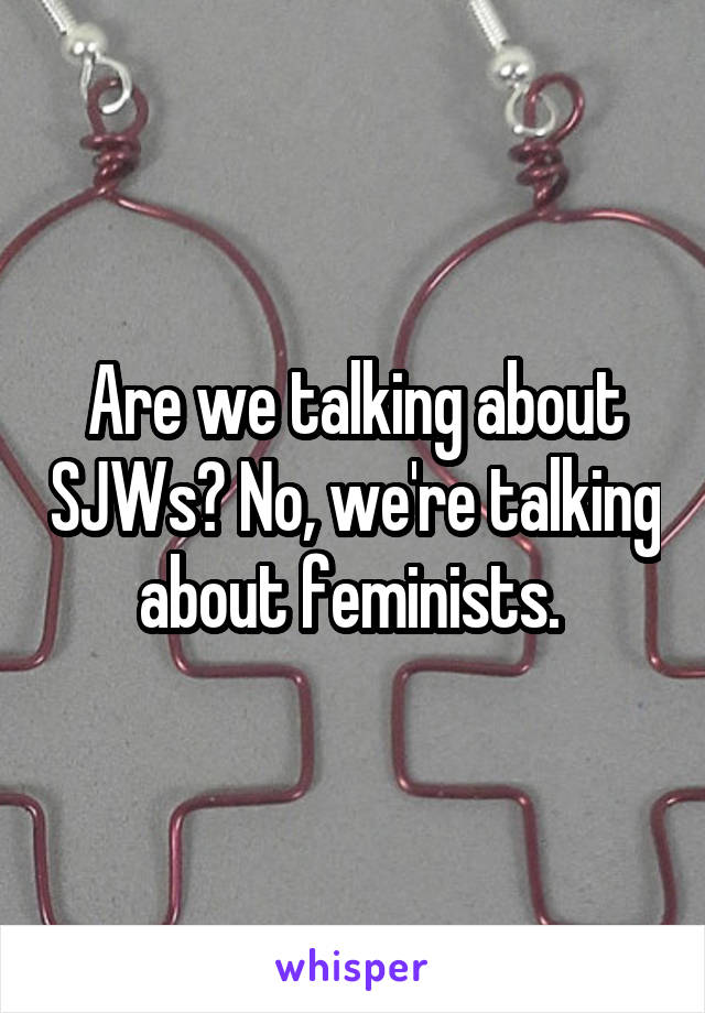 Are we talking about SJWs? No, we're talking about feminists. 