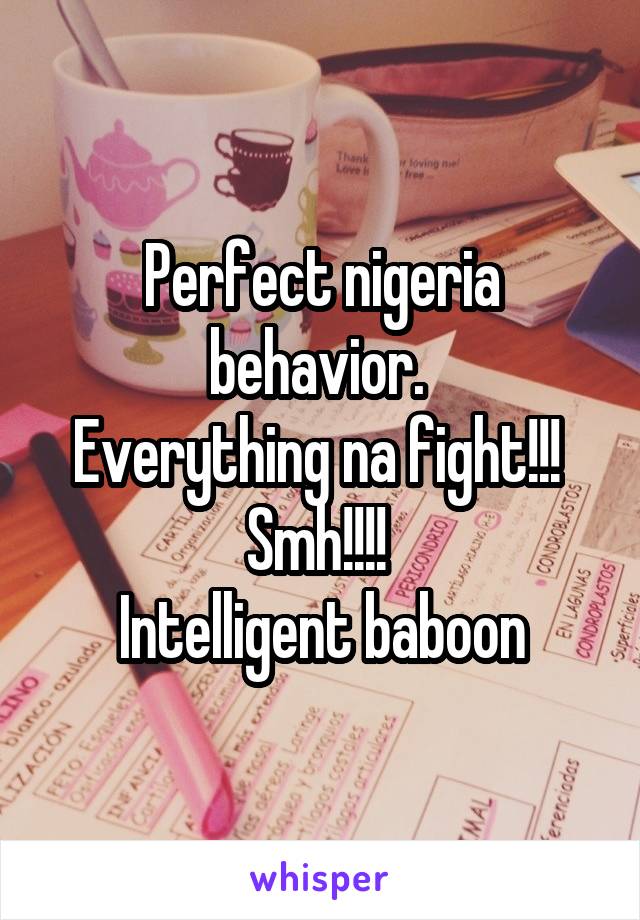 Perfect nigeria behavior. 
Everything na fight!!! 
Smh!!!! 
Intelligent baboon