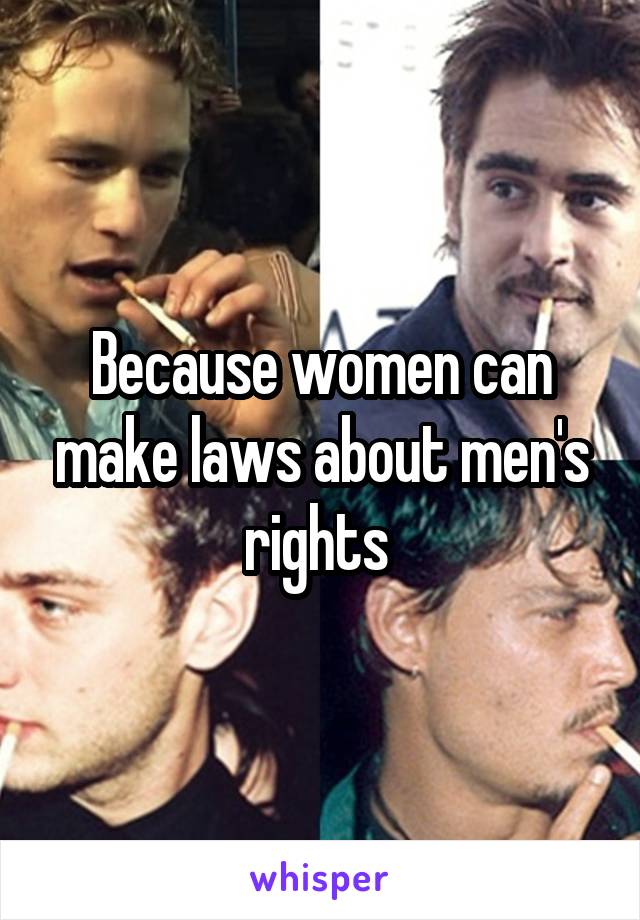 Because women can make laws about men's rights 