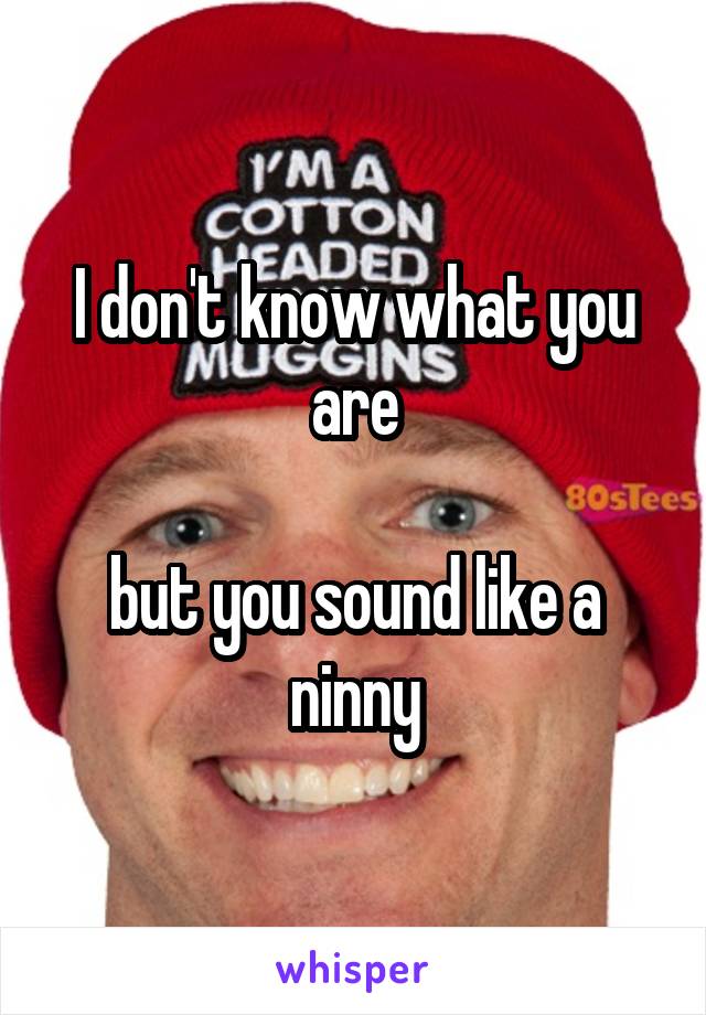 I don't know what you are

but you sound like a ninny