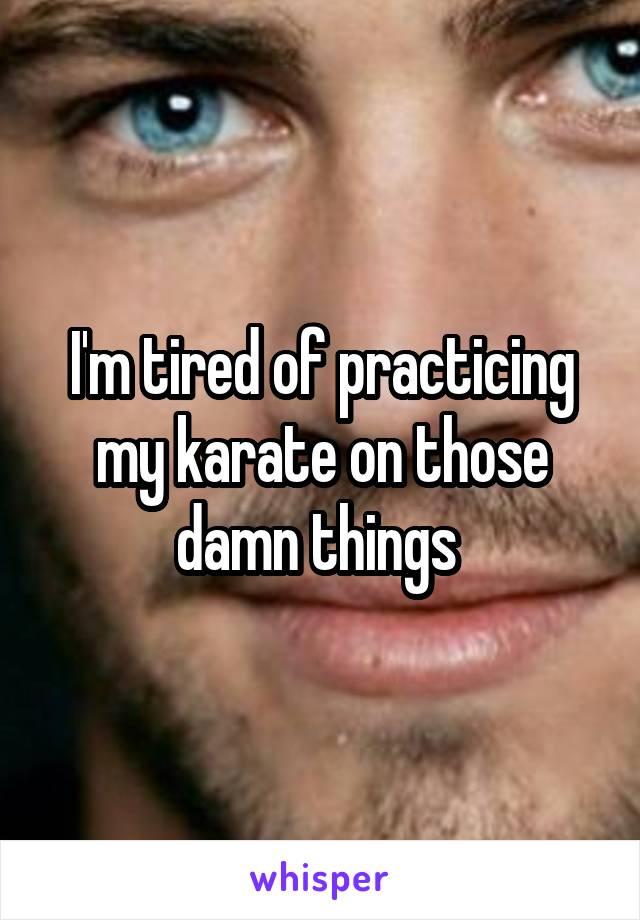 I'm tired of practicing my karate on those damn things 
