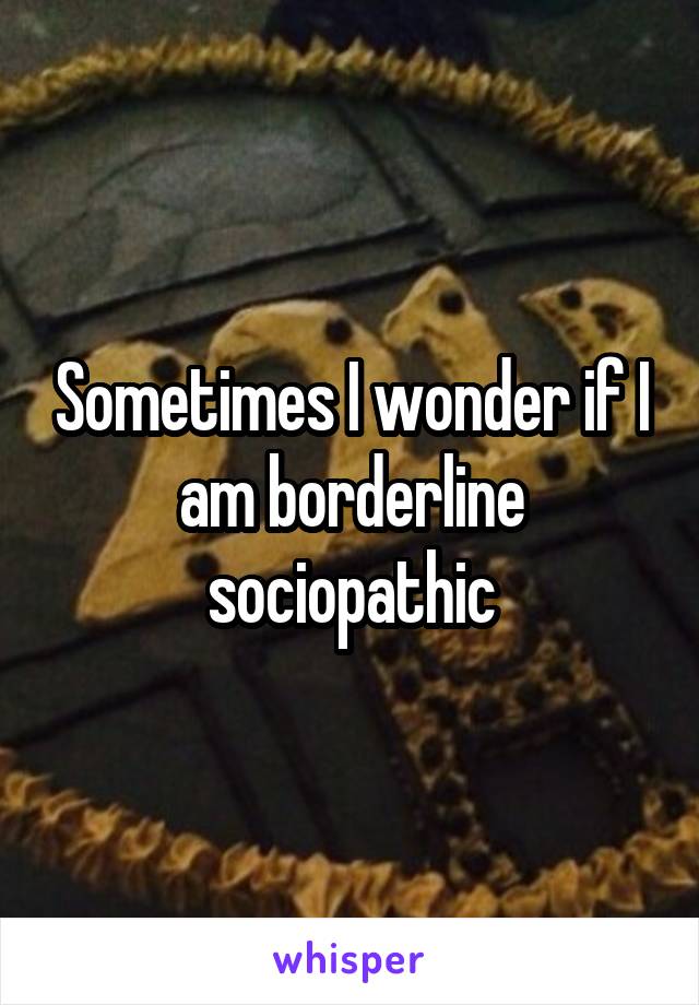 Sometimes I wonder if I am borderline sociopathic