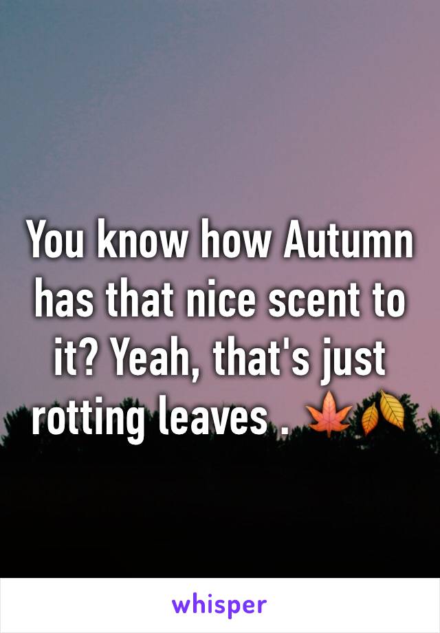 You know how Autumn has that nice scent to it? Yeah, that's just rotting leaves . 🍁🍂