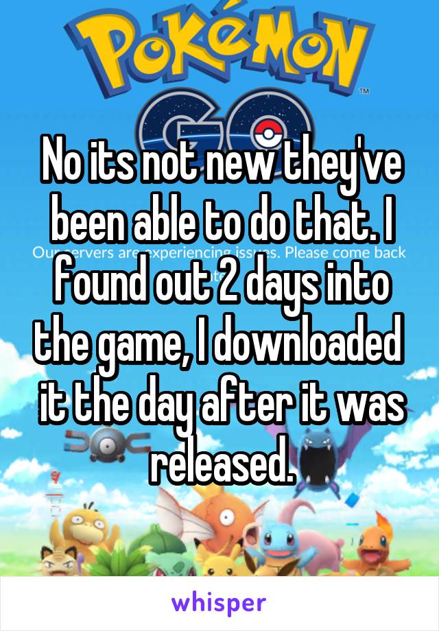 No its not new they've been able to do that. I found out 2 days into the game, I downloaded  it the day after it was released.