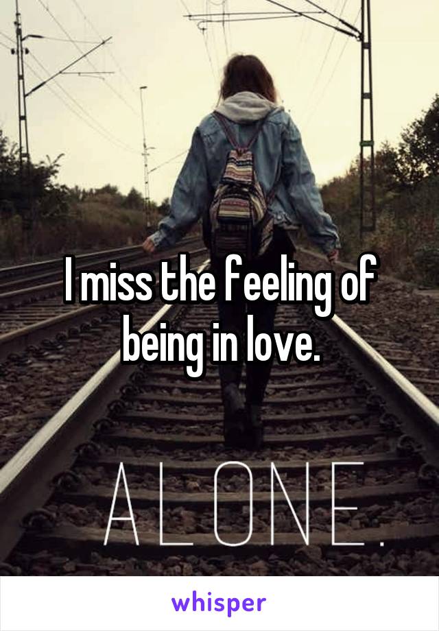 I miss the feeling of being in love.