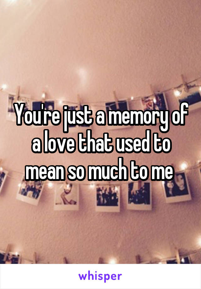 You're just a memory of a love that used to mean so much to me 