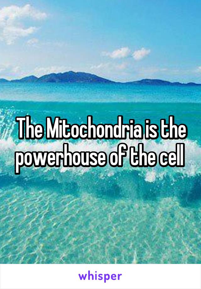 The Mitochondria is the powerhouse of the cell 