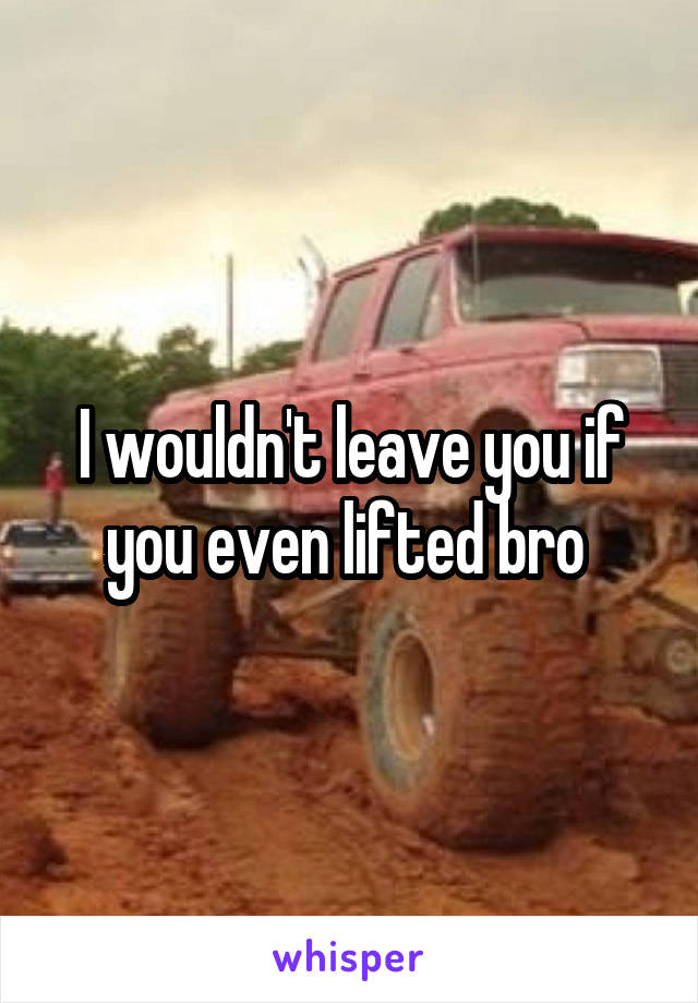 I wouldn't leave you if you even lifted bro 