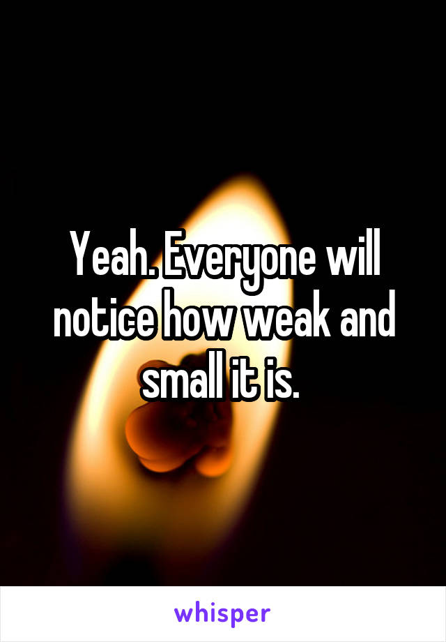 Yeah. Everyone will notice how weak and small it is. 