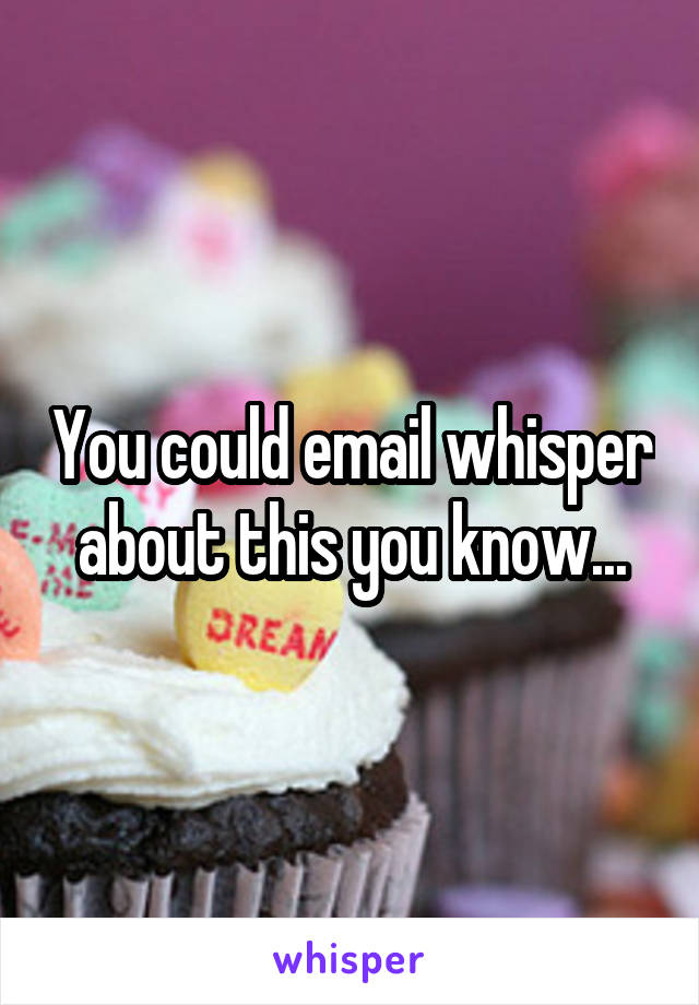 You could email whisper about this you know...