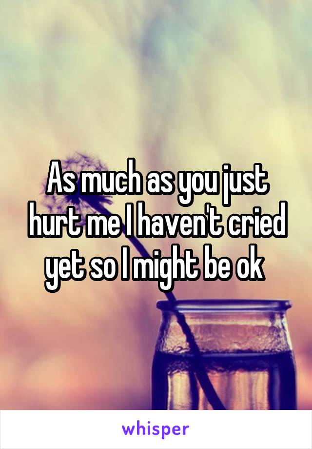 As much as you just hurt me I haven't cried yet so I might be ok 